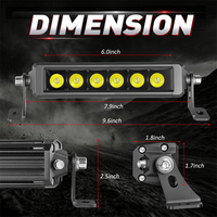 8 pouces mince simple rangée taille compacte 30W Spot faisceau antibrouillard 12V jaune barre lumineuse LED pour SUV UTV côte à côte