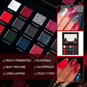 15 Color Highly Pigmented Matte Shimmer <b>Glitter</b> Eyeshadow Palette <b>Red</b> Black Gothic Eye Makeup Palette For Halloween Party - Product Image 6