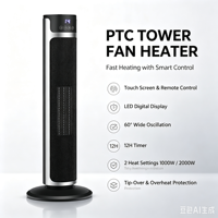 Radiateur tour en céramique 2000W, ventilateur PTC portable avec protection contre la surchauffe et télécommande