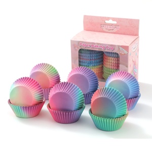 Chengkehome Ombre Gradient Antiadherente <span class=keywords><strong>Papel</strong></span> a prueba de grasa Cupcake Liners <span class=keywords><strong>Moldes</strong></span> para hornear resistentes al calor para magdalenas Herramientas para pasteles - Product Image 1