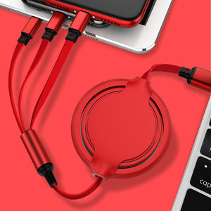 Tùy Chỉnh 3-Trong-1 Nhanh Chóng Sạc Có Thể Thu Vào Xe Sạc & Cáp Dữ Liệu Mới Cross-Biên Giới Loại C Điện Thoại Di Động Phụ Kiện TPE Áo Khoác - Product Image 5