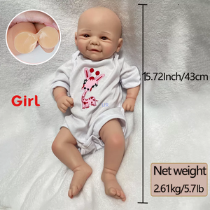 43cm/15.72 Pouces Belle Reborn Bébé Poupée Doux Silicone Toddler Jouet Haute-simulation Réel pour Enfants Cadeaux De Noël - Product Image 5