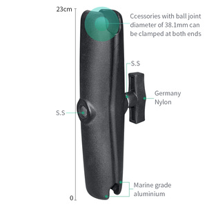 C Sizes 1.5" Aluminium Long Double <b>Socket</b> Arm Ball Mount With 6.25" X 2" Rectangle Base for GNSS Guidance System - Product Image 6