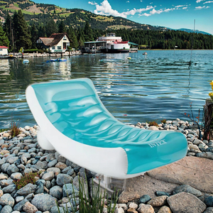 INTEX Inflatable Floating <b>Pool</b> Lounger Chair Teal White Vinyl Outdoor Rockin <b>Lounge</b> - Product Image 2
