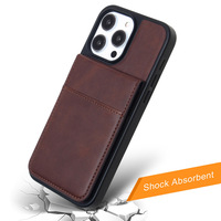 KINGSOUL Lüks Deri Kapaklı Cüzdan ve Kartlık, TPU+PC+Deri Darbeye Dayanıklı Cep Telefonu Kılıfları 14/15 Pro Max için (Ins Tarzı)