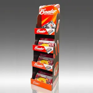 Échantillon gratuit Promotion personnalisée papier recyclable pour supermarché présentoir en carton ondulé présentoir pour snacks et boissons en carton