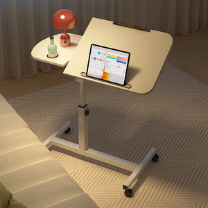 โต๊ะไม้เคลื่อนย้ายได้ขนาดเล็กแบบทันสมัยโต๊ะยกข้างเตียงพร้อมช่องเสียบการ์ดและที่วางถ้วยสำหรับยืนใช้ในบ้าน - Product Image 4