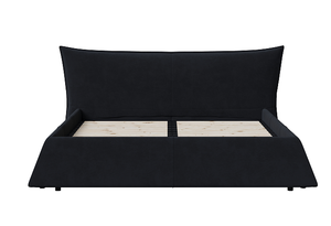 Modern Convertible <b>Queen</b> <b>Size</b> Upholstered Platform <b>Bed</b> with Velvet Headboard Metal & Solid Wood Frame Black - Product Image 6