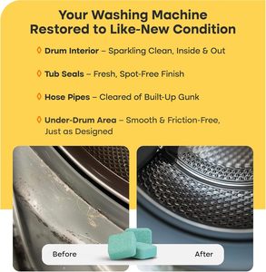 Limpiador de lavadora formulado para dueños de mascotas, tabletas desodorizantes para lavadoras de carga superior frontal, elimina los residuos de olores de suciedad - Product Image 3