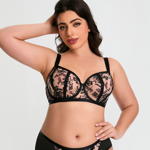 Reggiseno Push-up floreale sottile diretto in fabbrica per donna <span class=keywords><strong>taglie</strong></span> forti con retro a forma di U con spalline regolabili con ferretto traspirante ad asciugatura rapida - Product Image 4