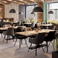 Mobilier de restaurant commercial de luxe JEILI, chaises en cuir et ensembles de tables rectangulaires pour hôtels, cafés, projets d'aménagement hôtelier