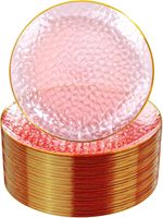 Assiette de présentation en plastique martelé à bord doré de luxe, 19 cm et 26 cm, colorée et transparente, pour décoration de mariage et événements, plateau de service