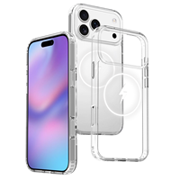 Coque de luxe antichoc pour iPhone 17 18 Pro Max avec protection d'appareil photo 2,5 mm, rebord surélevé 1,2 mm, hybride TPU PC transparente et magnétique
