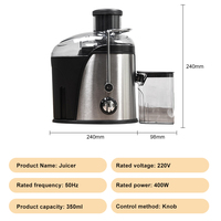 Extracteur de fruits commercial multifonctionnel 350ML 220V 400W avec commande par bouton, presse-agrumes électrique domestique