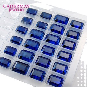 Cadermay Royal Blue Synthetic Sapphire Loose Stone Rectangle Cut For Jewelry Making - Product Image 4