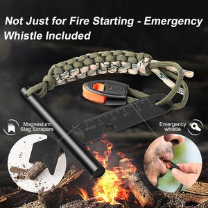 Allume-feu <span class=keywords><strong>de</strong></span> survie EDC en ferrocérium avec tige <span class=keywords><strong>de</strong></span> magnésium perforée, poignée en paracorde et sifflet d'urgence - Product Image 4