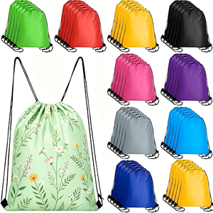 Floral Print <b>Drawstring</b> <b>Backpack</b> Unisex Casual Gym Bag Polyester Material Multiple Colors Available - Product Image 1