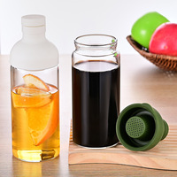 Bouteille d'eau réutilisable en verre soufflé à la main de 450 ml (15 oz) avec filtre pour boissons froides, thé infusé à froid, vin et jus