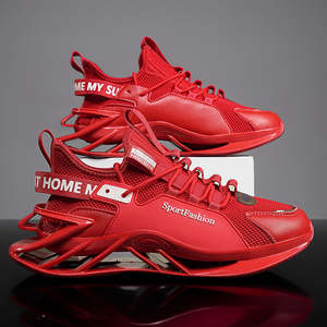 Nouvelles chaussures de sport décontractées pour hommes Red Blade, respirantes, en maille, à lacets, anti-odeur, antidérapantes, tendance Evergreen - Product Image 1