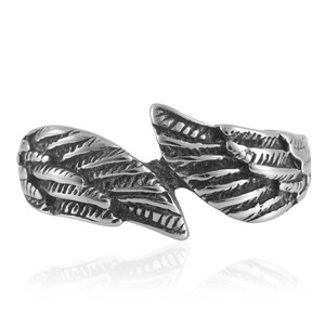 European American Style Titanium Steel Wing <b>Ring</b> Women's Punk Fashion <b>Open</b> Design Feather Shape Jewelry Gift 21 - Product Image 1