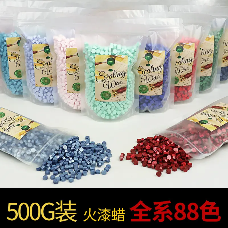 1450 Uds. Cuentas de sello de cera de resina coloridas en forma de Octágono empaquetadas en 500g por bolsas