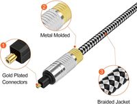 Câble audio optique numérique CableCreation 12FT Toslink SPDIF, cordon en alliage de zinc tressé en coton 6,0 mm pour barre de son, home cinéma, téléviseur
