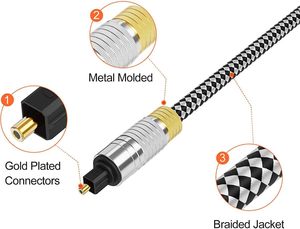 Cable <span class=keywords><strong>de</strong></span> Audio Óptico Digital CableCreation <span class=keywords><strong>de</strong></span> 3.6m (12 pies), Cable Toslink SPDIF con Trenzado <span class=keywords><strong>de</strong></span> Algodón <span class=keywords><strong>y</strong></span> Aleación <span class=keywords><strong>de</strong></span> Zinc <span class=keywords><strong>de</strong></span> 6.0mm para Barra <span class=keywords><strong>de</strong></span> Sonido, Cine en Casa <span class=keywords><strong>y</strong></span> <span class=keywords><strong>TV</strong></span> - Product Image 2
