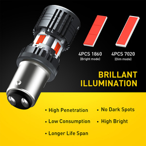 Ampoule LED de voiture rouge AUXITO 1157 P21W BAY15D 12V 24V, clignotant, frein, marche arrière, sans erreur, compatible Canbus, sans hyper clignotement - Product Image 4