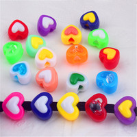 Perles de cheveux en acrylique bicolores en forme de cœur à grand trou, manchettes pour dreadlocks, accessoires pour tresses africaines, perles lâches, bijoux pour perruques à tresser DIY