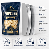 Sachet de Popcorn Personnalisé à Scellage Arrière avec Fenêtre, en PET/PE Multi-Couches, Anti-Fuite, Scellage Robuste, Vente Directe Usine, Faible MOQ