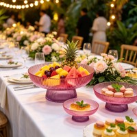 Vente en gros de compotier décoratif de luxe vintage en verre cannelé sur pied pour mariage, fête et décoration intérieure