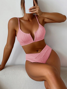 Push up Bikini Hard Wrap Top Underwire Shoulder <strong>Straps</strong> High Waist Bottom Swimwear Women Solid Swimming Beach <strong>Bathing</strong> <strong>Suit</strong> - Product Image 5