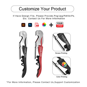 Ouvre-bouteille professionnel 3-en-1 avec logo personnalisé, tire-bouchon en acier inoxydable, coupe-capsule, couteau de sommelier, outils de bar portables - Product Image 2