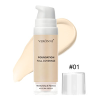 Fond de teint liquide crème VERONNI 6 couleurs, couvrance totale, waterproof, maquillage doux pour le visage, longue tenue, 50 ml