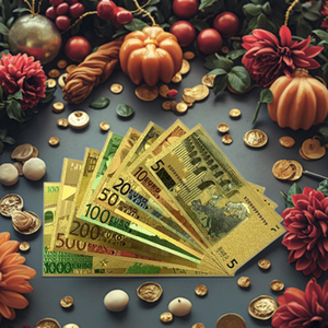 Nouvelles billes de banque européennes pour collection de cadeaux de Noël, billets de banque en plastique imperméables plaqués <span class=keywords><strong>or</strong></span> de 5, 10, 20, 50, 100, 200, 500, 1000 euros - Product Image 4