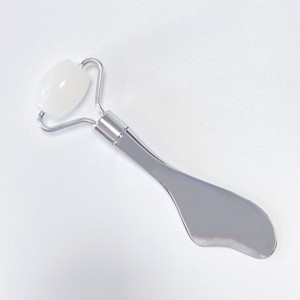 Masajeador facial Gua Sha de jade blanco al por mayor, herramienta de esculpido facial, rodillo de jade para masaje facial, set Gua Sha - Product Image 3