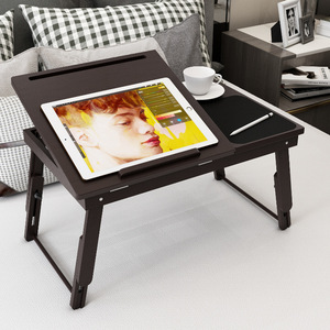 Zhuyijia bed table, computer <b>desk</b>, folding laptop table, <b>solid</b> <b>wood</b> telescopic bamboo student and children's study table, - Product Image 3