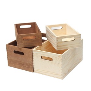 Chiyuan Wooden <b>Storage</b> <b>Box</b> Rectangle Open Top Solid Wood Desk Organizer - Product Image 3
