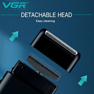 VGR Rasoir électrique portable sans fil pour hommes, mini-tondeuse à <span class=keywords><strong>barbe</strong></span> alternative à poussée, rasoir de voyage en voiture à lame unique - Product Image 3