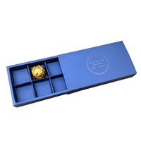Boîtes d'emballage de macarons bleus écologiques à succès commercial, logo personnalisé, estampage à chaud en feuille, boîte cadeau pour chocolat