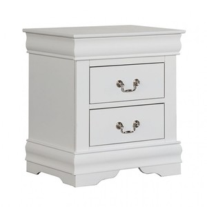 White Louis Philippe Nightstand Solid Wood English Dovetail Construction Antique Nickel Pulls <b>Storage</b> <b>Drawers</b> - Product Image 5