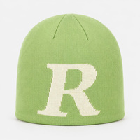 Gorro de Invierno para Esquí, Unisex, Color Verde, con Logotipo Jacquard, Acrílico, Personalizado, Tejido, con Borde, Fabricante de Gorros