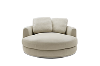 Fauteuil d'appoint pivotant sculptural [Contact Cuir pleine fleur] Fauteuil moelleux extra large pour la détente, style moderne et minimaliste pour chambre et salon