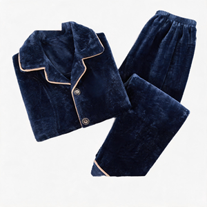 <span class=keywords><strong>Pigiama</strong></span> di flanella <span class=keywords><strong>invernale</strong></span> da <span class=keywords><strong>uomo</strong></span> giovane di mezza età Cora in poliestere/cotone a manica lunga ispessita calda e traspirante in maglia da notte - Product Image 1