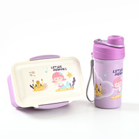 Dessin animé garçons filles 2 compartiments pique-nique tiffin récipient alimentaire sans bpa micro-ondes coffre-fort enfants école boîte à lunch et bouteille d'eau ensemble