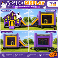 Château gonflable d'Halloween avec toboggan, maison hantée, château gonflable fantôme citrouille pour location événementielle et fêtes