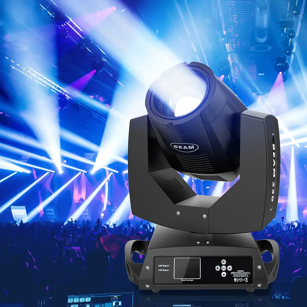 DMX Control Sound Activated Stage Lighting Equipment 230W 7r lyre luces Beam 230 Moving Head Light