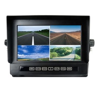 Moniteur de vue arrière de tableau de bord de voiture avec déclencheur automatique à 4 voies pour chariot élévateur robuste, étanche IP67, écran Quad 4CH 7 pouces LCD