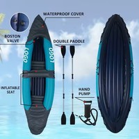 Bateau de kayak gonflable portatif pour deux pliables et durables pour l'exploration de voyage et de jeux d'eau