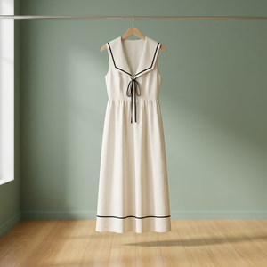 Robe longue en coton tissé brodée florale, col licou, sans manches, dos nu, coupe trapèze, style bohème décontracté pour soirée et vacances - Product Image 2